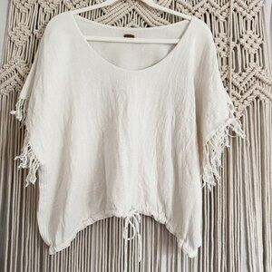 Caravana Fringe Sleeve Artisanal Cotton Top One Size GUC